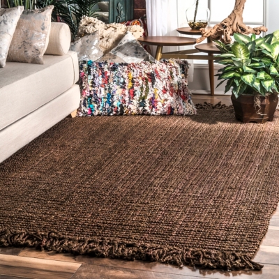 Nuloom Daniela Farmhouse Chunky Jute Area Rug, Chocolate, large