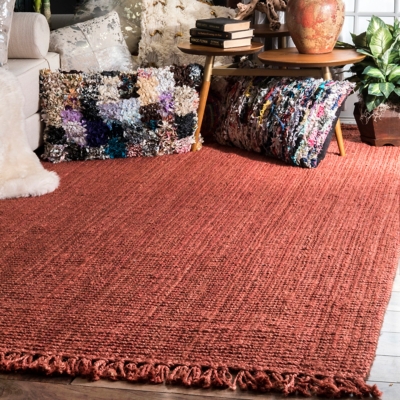 Nuloom Daniela Farmhouse Chunky Jute Area Rug, Brick, large