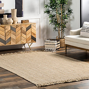 nuLoom Hand Woven Don Frige Jute5' x 8' Area Rug, Natural, rollover