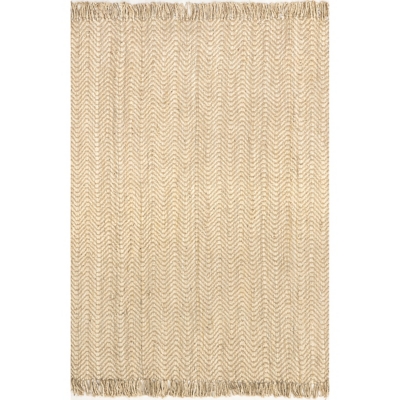 nuLoom Hand Woven Don Frige Jute5' x 8' Area Rug, Natural, large