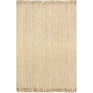 nuLoom Hand Woven Don Frige Jute5' x 8' Area Rug, Natural, large