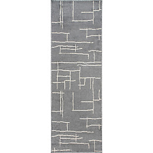 Nuloom Modern Abstract Vivian 2' 6" x 8' Runner Rug, Gray, large