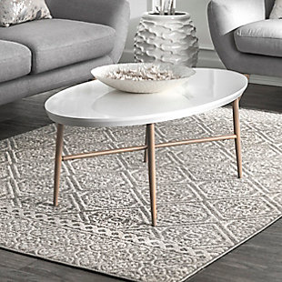 Nuloom Floral Tiles 4' x 6' Area Rug, Gray, rollover
