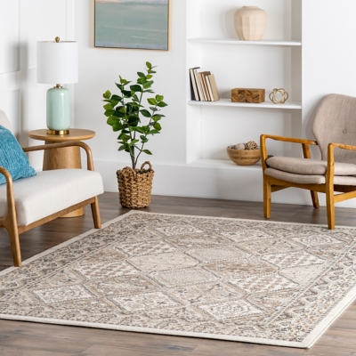 Nuloom Melange Tiles 4' x 6' Area Rug, Beige, large