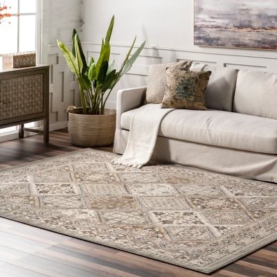 Nuloom Becca Traditional Tiled Area Rug, Gray, rollover