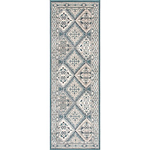 Nuloom Melange Tiles 2' 6" x 8' Runner Rug, Blue, large