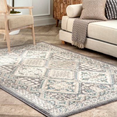 Nuloom Melange Tiles 5' x 8' Area Rug, Charcoal, large