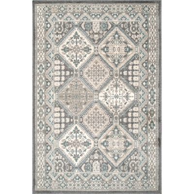 Nuloom Becca Traditional Tiled Area Rug, Charcoal, large