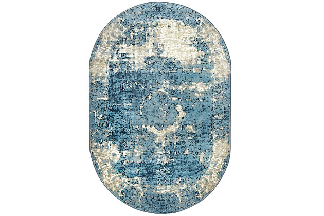 The contemporary style of this abstract Persian rug is like a work of art for your floor. Its picture-perfect design pairs well with beige, blue and soft gray accents.100% polypropylene | Machine made | Easy to clean and maintain | Spot clean recommended | Imported