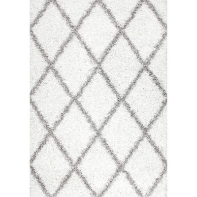 Nuloom Tess Moroccan Shag Area Rug, White, large