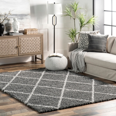 Nuloom Tess Moroccan Shag Area Rug, Gray, large