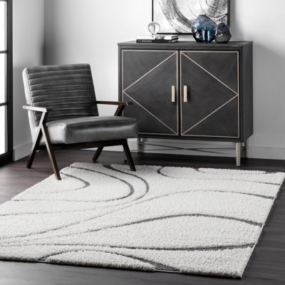 nuLOOM Ashton Shaggy Contemporary Abstract Tassel Area Rug, 8' 10 x 12', Beige