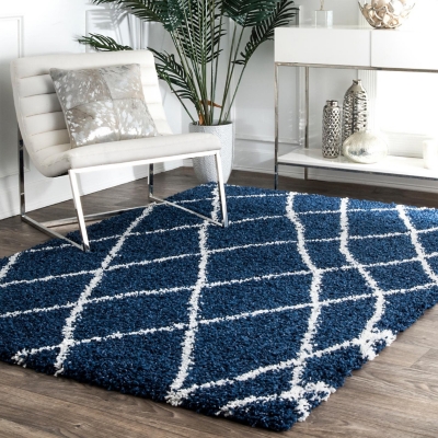 Nuloom Alvera Easy Shag 6' 7" x 9' Area Rug, Blue, rollover