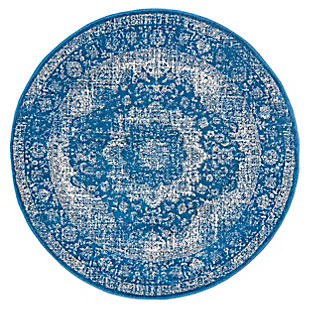 Nuloom Traditional Medallion Verona 5' Round Rug, Dark Blue, large