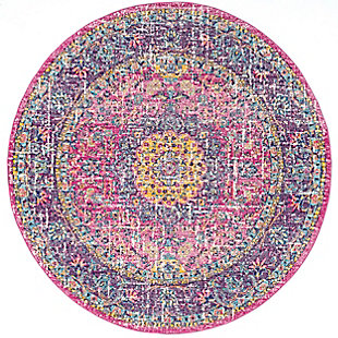 Nuloom Traditional Medallion Verona 6' Round Rug, Pink, large