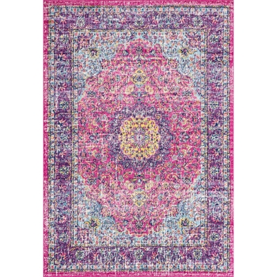 Nuloom Traditional Medallion Verona 6' 7" x 9' Area Rug, Pink, large