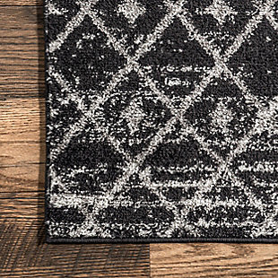 The subtly distressed motif of this rug blends classic Moroccan style with functional comfort. This design is available in a wide array of colors to suit your aesthetic.100% polypropylene | Machine made | Easy to clean and maintain | Spot clean recommended | Imported
