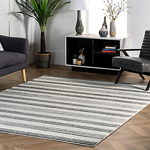 Nuloom Striped Kelsi 7' 10" x 11' 2" Area Rug, Gray, rollover