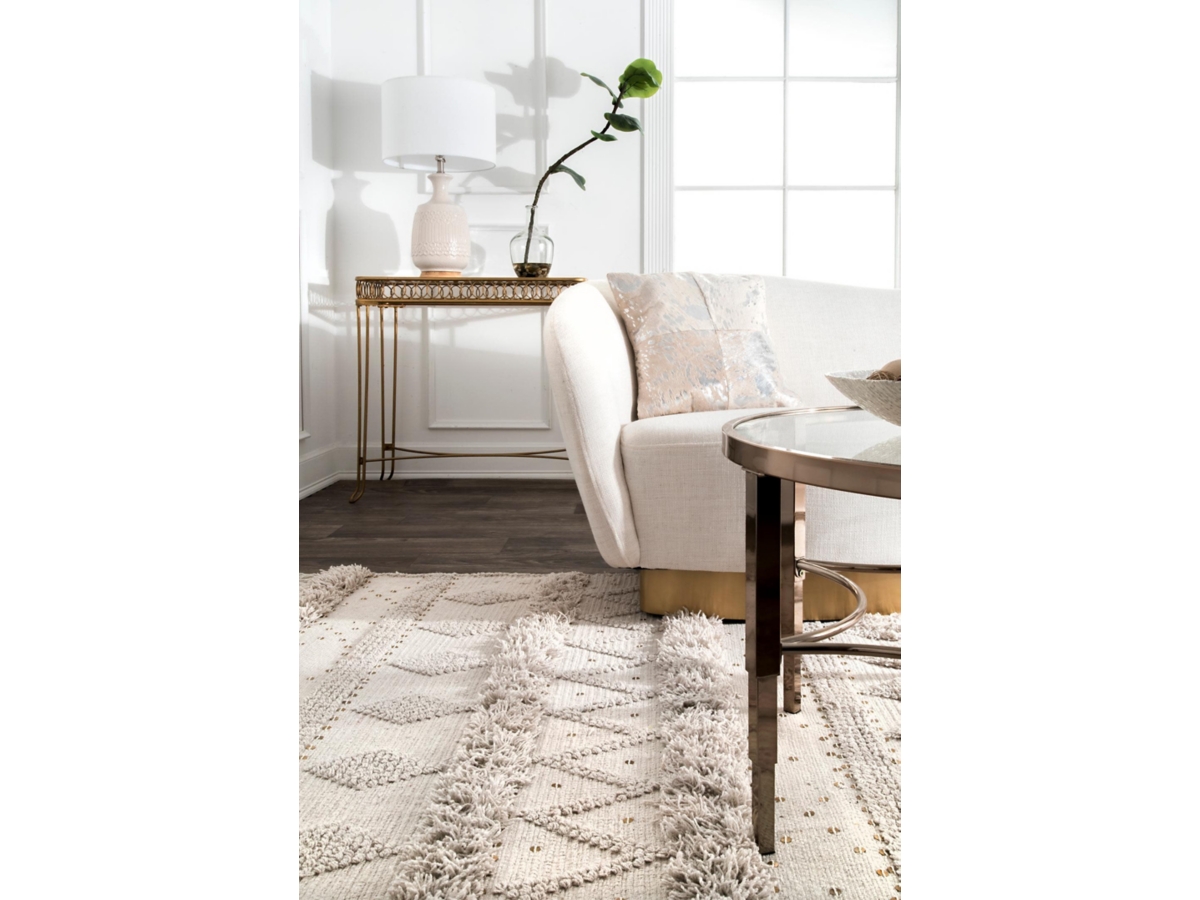 Rugs USA x Arvin Olano Chandy Textured Wool Area Rug Lauretta Sequined  Tribal Bands Area Rug