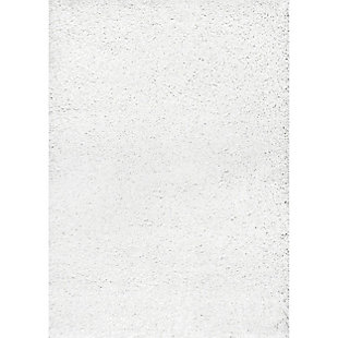 Nuloom Marleen Plush Shag 6' 7" x 9' Area Rug, White, large