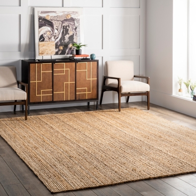 nuLOOM Rigo Hand Woven Farmhouse Jute Area Rug, 3x5, Natural : :  Home