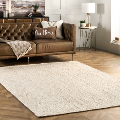 Nuloom Hand Woven Rigo Jute 5' x 8' Area Rug, Off White, rollover