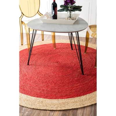 Nuloom Hand Woven Eleonora 4' Round Rug, Red, large
