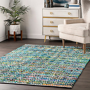 Nuloom Hand Woven Chevron Rochell 5' x 8' Area Rug, Green, rollover