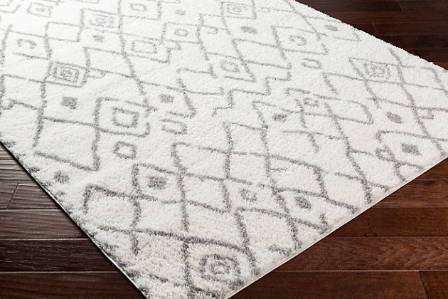 Introduce the soft, plush textures of this rug into your home and transform it into ultimate cozy space. The on trend pattern will instantly bring a modern feel and compliment any decor. Great for a bedroom, living room, loft, or anywhere you want to add style and comfort. Made of 100% polypropylene in Turkey, this rug is durable, plush and the perfect addition to your floors.Machine Woven | 100% Polyester | Shaggy Texture | No Shedding | Imported