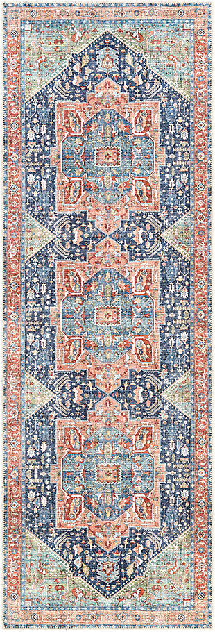 Home Accents Franks 2'7" x 7'10" Runner Rug, Blue, large