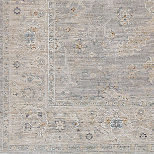 With a soft feel and stunning design, this rug is a conversation starter in any room. Its traditional pattern woven in beautiful colors features a high-low textured pile giving it depth and the subtle fringe detail only adds to the high end vintage feel. Woven in Turkey with polyester, this piece will offer glamour and luxury to your floors.Machine Woven | 90% Polyester, 10% Polypropylene | Fringe Detail | Easy Care | Imported