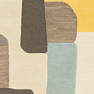 With its bold, abstract pattern woven with modern colors, this rug is the perfect on trend update for any space. Hand Tufted in India with 100% wool, it features a looped, high-low texture that adds drama and depth while offering a unique flair. This piece is sure to be the highlight of the room. Hand Tufted | 100% Wool | High/Low Textured Pile | Minimal Shedding | Imported