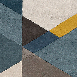 With its bold, abstract pattern woven with modern colors, this rug is the perfect on trend update for any space. Hand Tufted in India with 100% wool, it features a looped, high-low texture that adds drama and depth while offering a unique flair. This piece is sure to be the highlight of the room. Hand Tufted | 100% Wool | High/Low Textured Pile | Minimal Shedding | Imported