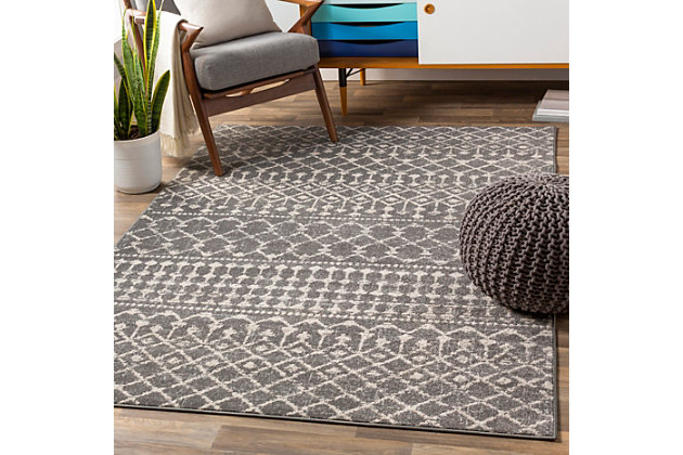 This stylish rug will effortlessly serve as the perfect centerpiece for any room. Woven with polypropylene in Turkey and featuring a low pile, it boasts durability and will instantly update your space with unique, modern style that will instantly step up your style game. Machine Woven | 100% Polypropylene | Easy Care | No Shedding | Imported