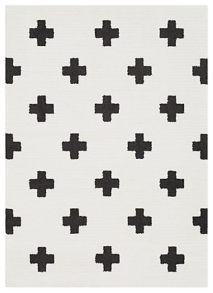 Home Accents Moroccan Shag 6' 7" X 9' 6" Rug, Black/White, large