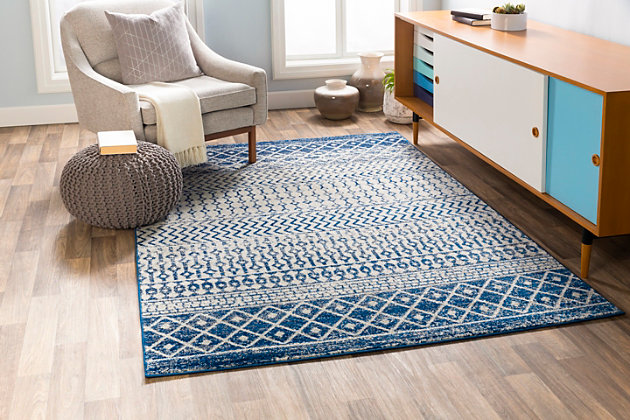 Fashion-forward design and stylish modern colors might be the highlight of this show stopping piece, but on top of that it offers a softness that will be a treat for your feet. Woven in Turkey with polypropylene, this chic rug is durable making it suitable for any area and the perfect low maintenance option for your busy lifestyle.Machine Woven | 100% Polypropylene | Easy Care | No Shedding | Imported