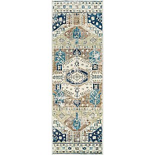 Home Accents Erin 2'6" x 7'6" Runner, Moss/Navy, large