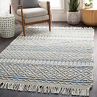 This stylish geometric rug with a farmhouse vibe, is the perfect option for a fresh update. Handmade in India with a blend of wool and cotton, this flat weave features cool neutral colors woven into a high-low pile for added texture and depth, then perfectly finished with a bold fringe accent. With just the right mix of classic, boho and modern, this design will bring interest and a stylish touch to any space.Hand Woven | 60% Wool, 40% Cotton | High/Low Textured Pile | Minimal Shedding | Imported
