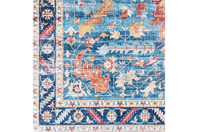 Wit? Its beautiful pattern, low profile and amazing feel, you could easily mistake this for a vintage handmade rug. Woven with polypropylene, this piece offers all the charm of an antique but with an unmatched durability that is suitable for any space. You will truly be amazed by this printed, detailed pattern that will instantly be the star of any room. Machine Woven | 100% Polyester | Printed | Easy Care | Imported