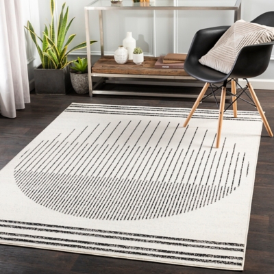 Home Accents Pisa 5' x 7' Accent Rug, Black/Ivory, rollover