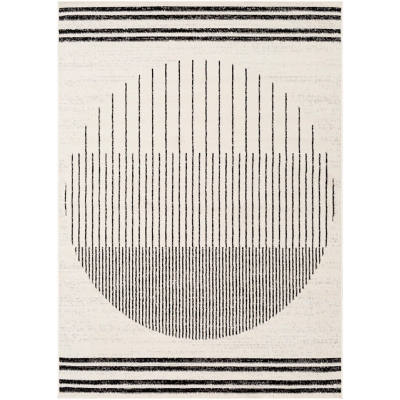 Home Accents Pisa 6'7" x 9' Area Rug, Black/Ivory, large