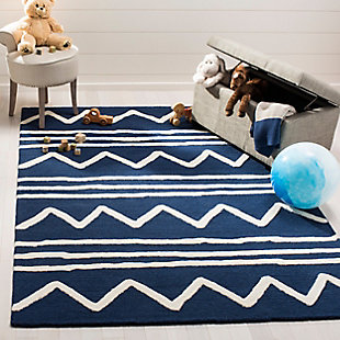 An inspired choice in sophisticated kids room style, this Safavieh hand-tufted wool rug walks the line between childlike drawing and work of art. Its ultra plush pile is quality crafted and made for years of enjoyment.Made of wool | Hand-tufted, high-low pile | Rug pad recommended | Wool fibers are prone to shedding, vacuum regularly and shedding will subside | Imported | Spot clean/dry clean recommended
