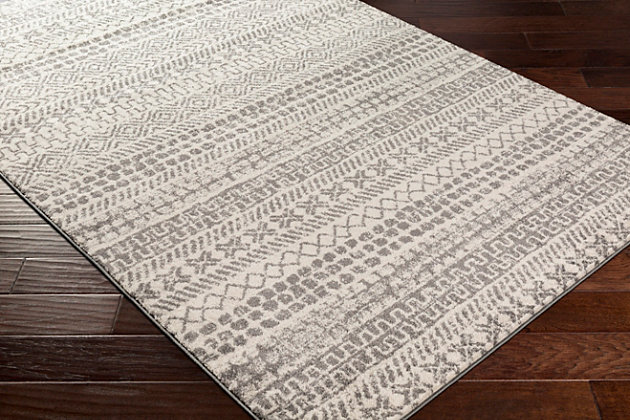 The Sunderland Collection features compelling global inspired designs brimming with elegance and grace. The perfect addition for any home, these pieces will add eclectic charm to any room. The meticulously woven construction of these pieces boasts durability and will provide natural charm into your decor space. Machine Woven | 100% Polypropylene | Easy Care | No Shedding | Imported