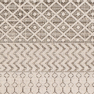 The Veranda Collection features compelling global inspired designs brimming with elegance and grace. The perfect addition for any home, these pieces will add eclectic charm to any room. The meticulously woven construction of these pieces boasts durability and will provide natural charm into your decor space. Machine Woven | 100% Polypropylene | Minimal Shedding | Easy Care | Imported