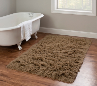 Home Accents Mushroom 3'x5' Flokati Accent Rug, Brown, large
