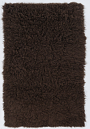 Home Accents Mushroom 3'x5' Flokati Accent Rug, Brown, large