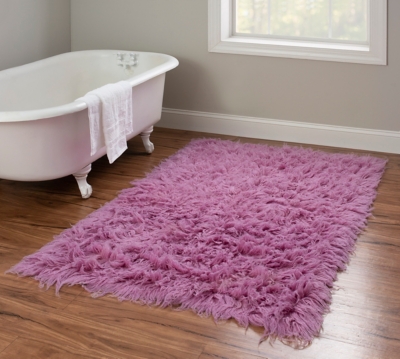 Home Accents Lilac 3'6"x5'6" Flokati Accent Rug, Purple, large