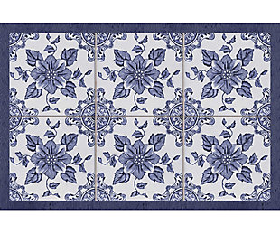 FlorArt Delft Floral FlorArt 2'x3' Floor Mat, Blue, large