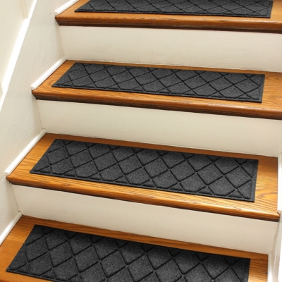 Home Accent Waterhog Argyle Stair Treads Set/4, Charcoal, large
