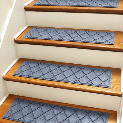 Home Accent Waterhog Argyle Stair Treads Set/4, Bluestone, large